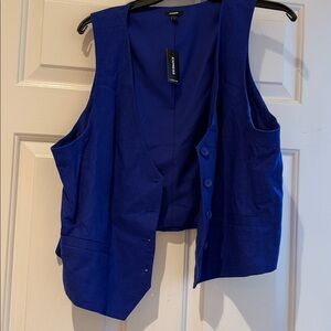 Express Linen Blue Vest NWT